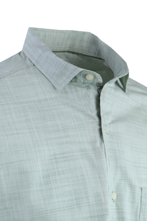 Camisa Elegante Manga Larga Verde Manzana Slim Fit Textura Lino Para Hombre